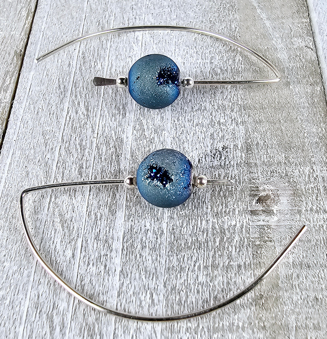 Blue Druzy Earrings