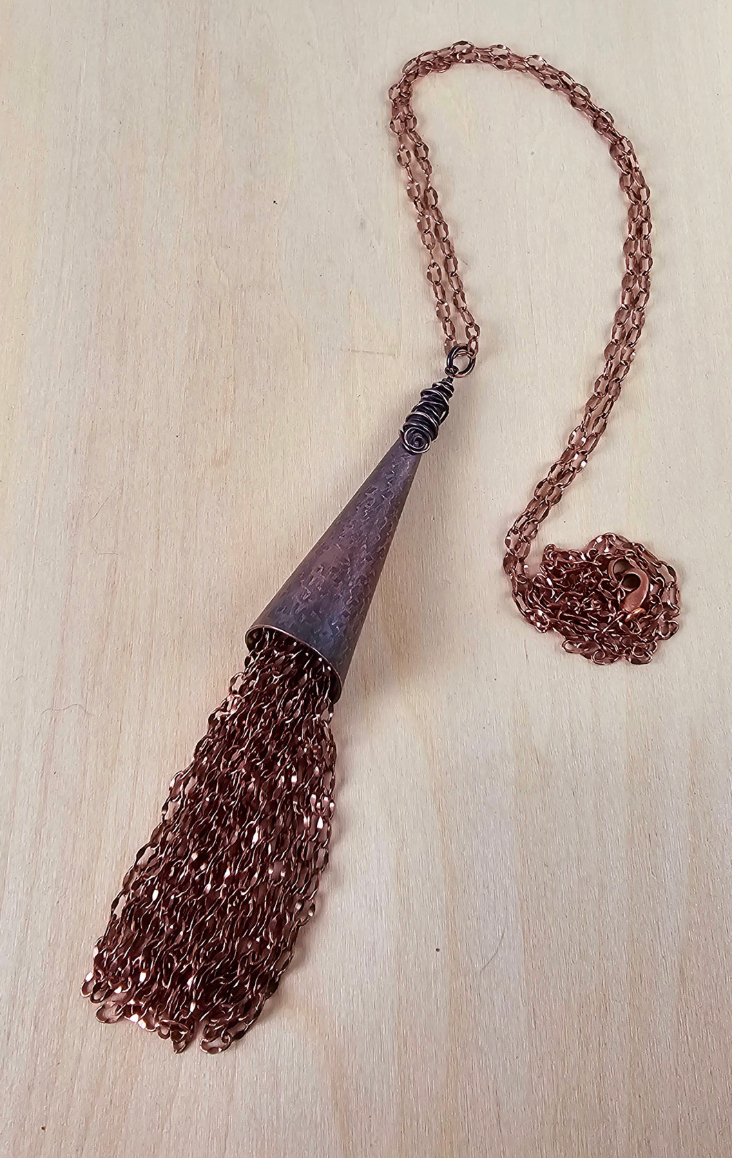 Copper Cone Tassel Necklace