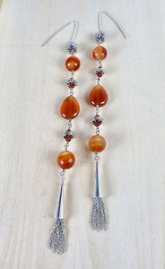 Carnelian Tassel Earrings