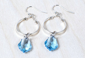 Sterling Silver Hoop Drop Earrings with Swarovski Crystal