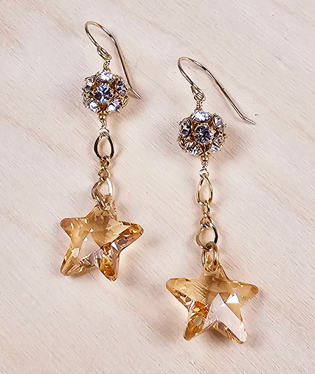 14K gold Filled Earrings with Sparkling Star Swarovski Crystal