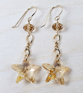 14K Gold Filled Earrings with Star Swarovski Crystal