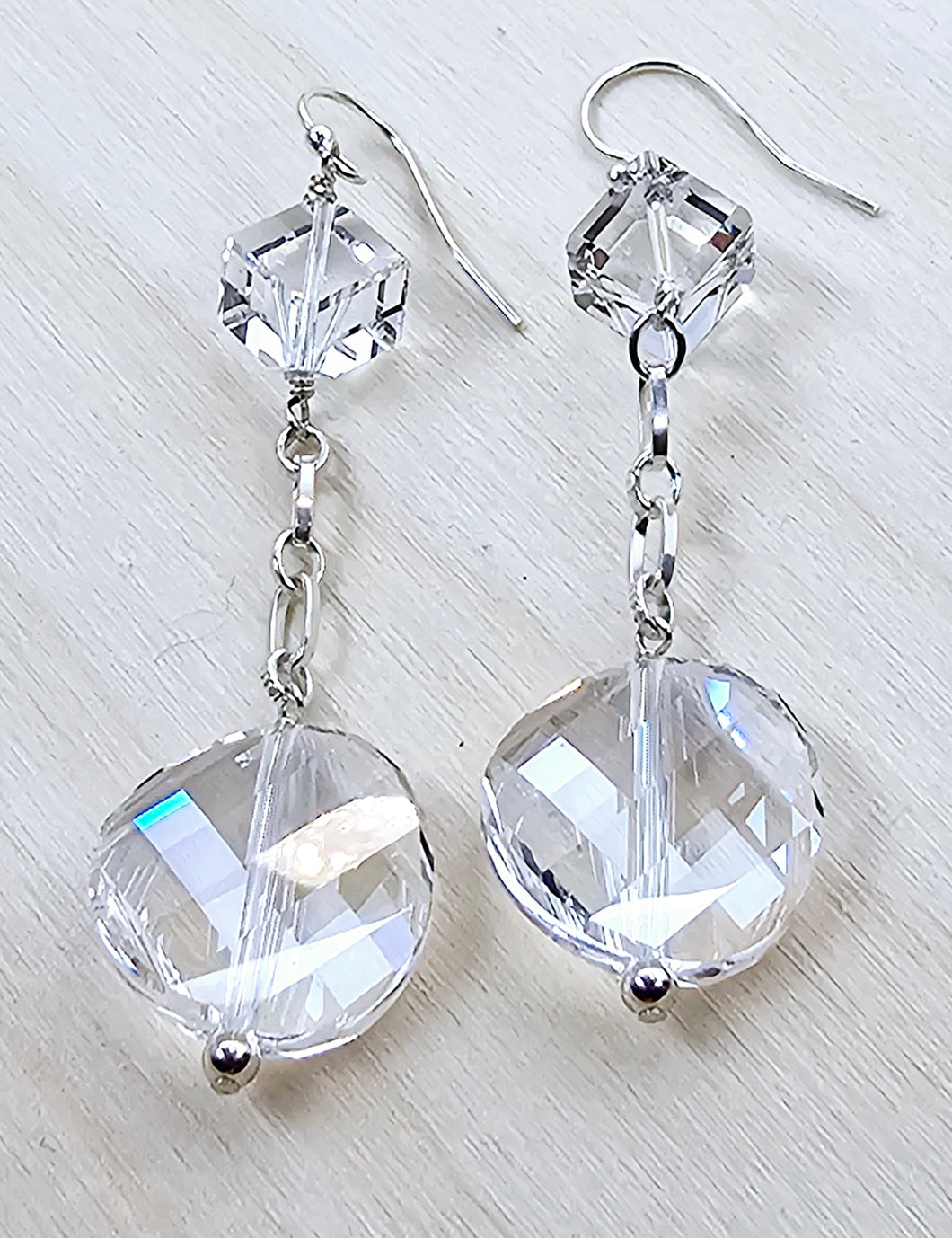Sterling Silver Earrings with Faceted Swarovski Crystal