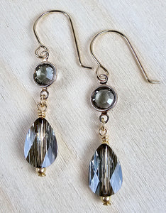 14K Gold Filled Earrings with Teardrop Swarovski Crystal