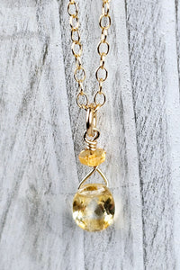 14K Gold Filled Baby Briolette Necklace with Citrine