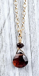 14K Gold Filled Baby Briolette Necklace with Garnet