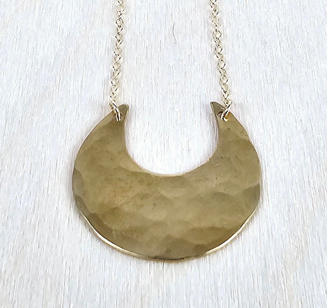 14K Gold Filled & Brass Crescent Moon Necklace