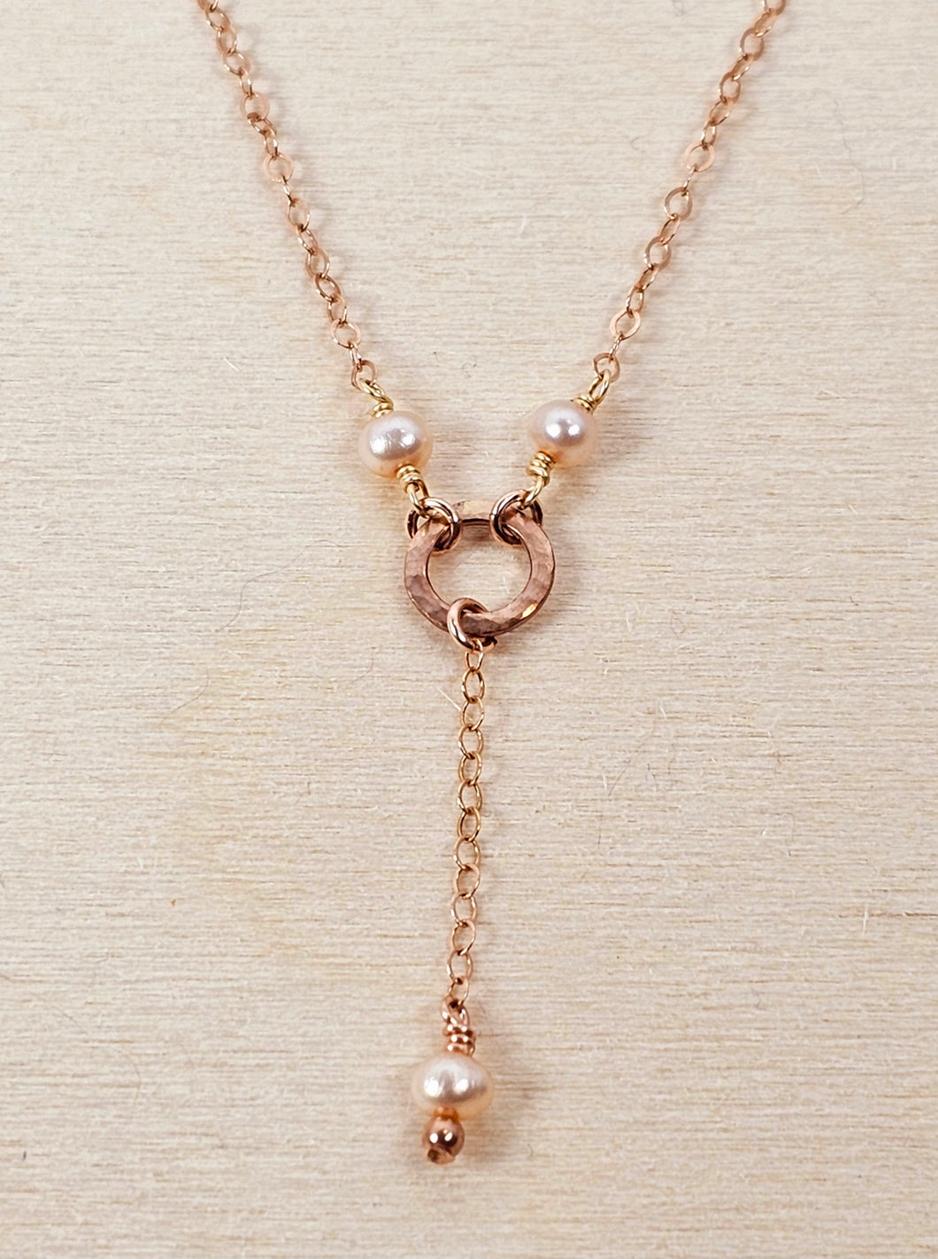 14K Rose Gold Filled Necklace with Freshwater Pearls