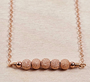 14K Rose Gold Filled Necklace with 5 Glitter Balls