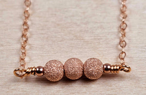 14K Rose Gold Filled Necklace with 3 Glitter Balls