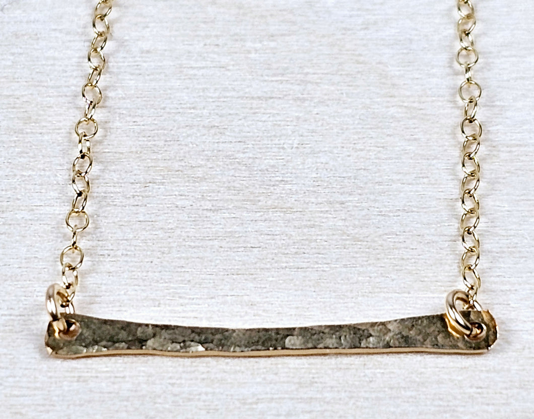 14K Gold Filled Hammered Bar Necklace