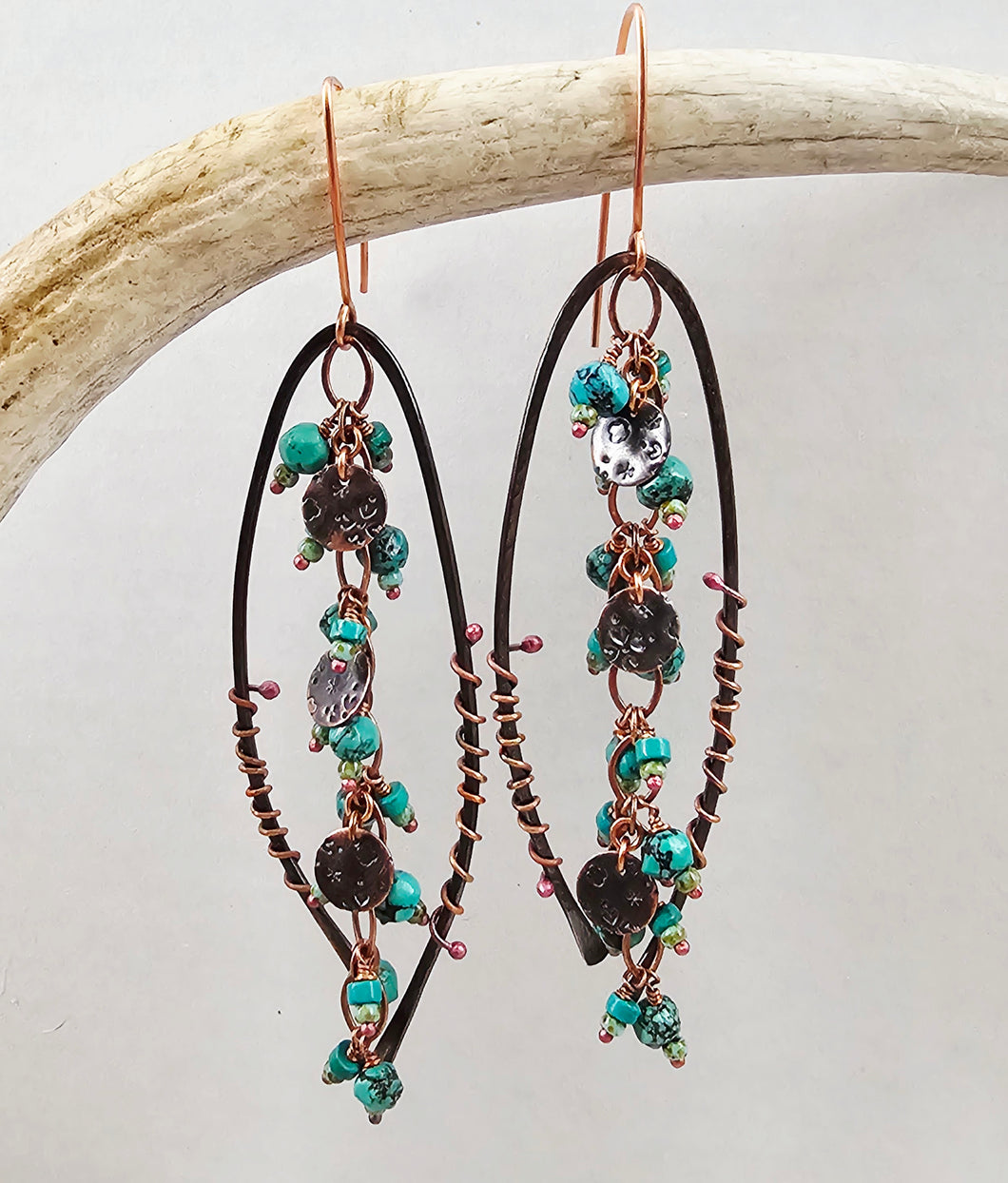 Copper Earrings with Turquoise