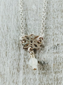 Sterling Silver Flower Necklace with Moonstone