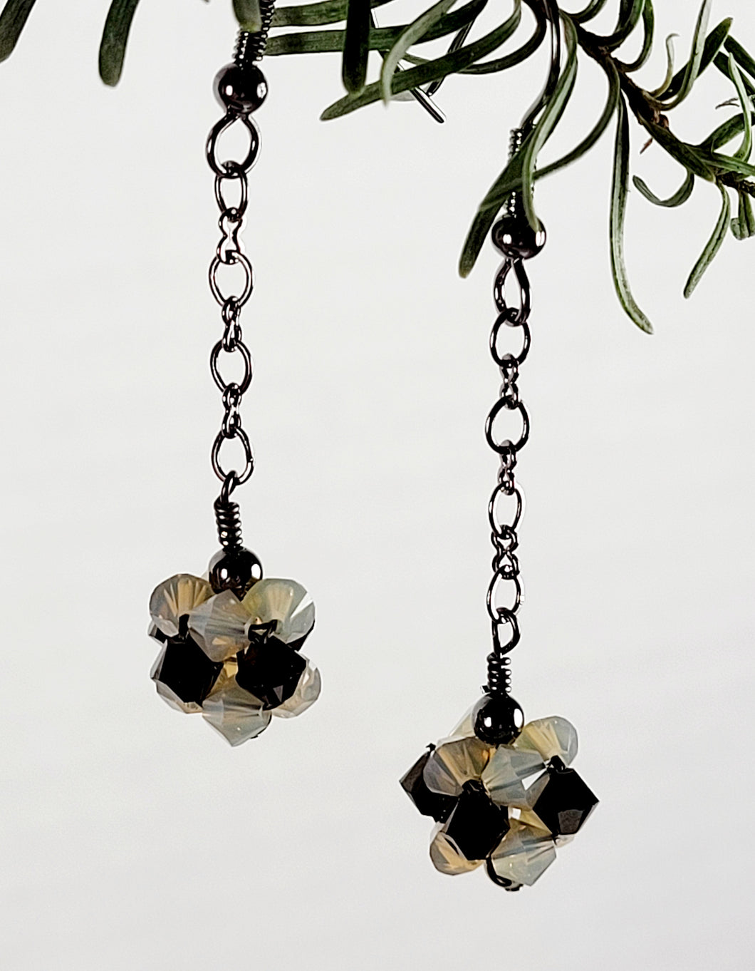 Gunmetal Swarovski Crystal Earrings
