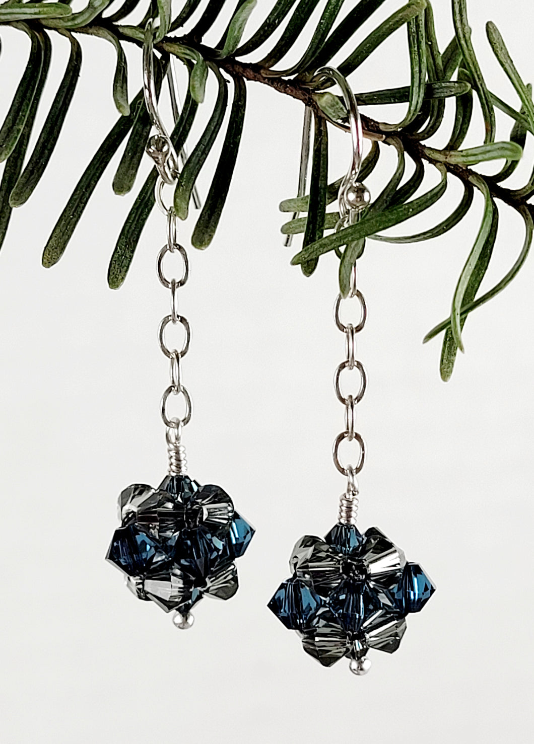 Blue Grey Swarovski Crystal Earrings