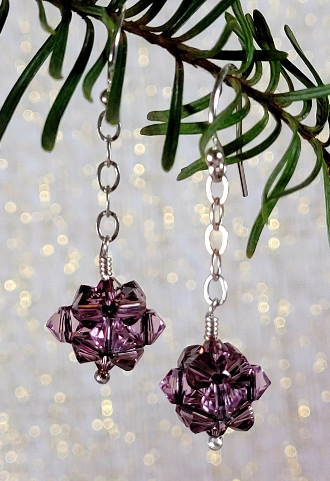 Purple Swarovski Crystal Earrings