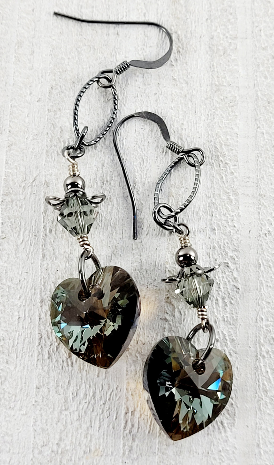 Bronze Swarovski Heart Earrings