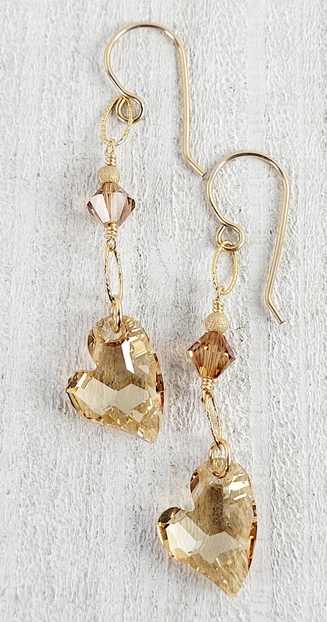 Golden Shadow Swarovski Heart Earrings