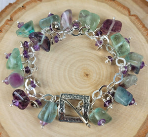 Fluorite And Amethyst Bracelet