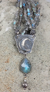 Labradorite & Luna Crescent Moon Necklace