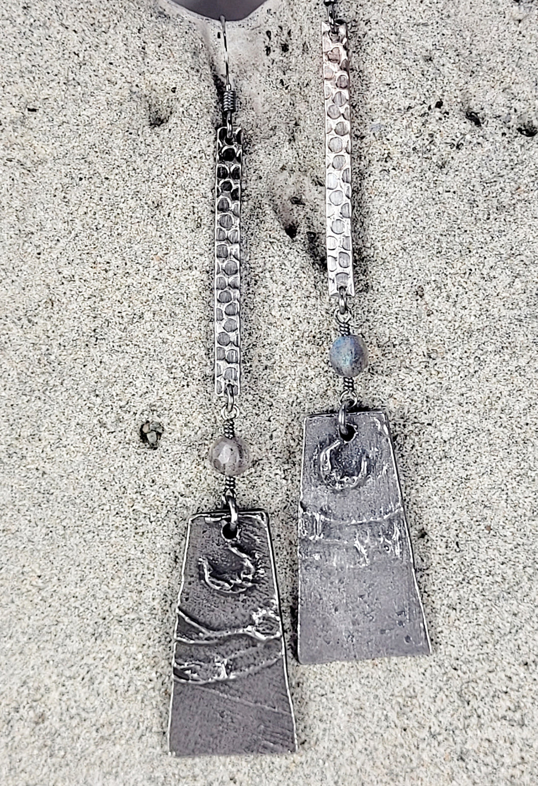 Labradorite & Luna Crescent Moon Earrings