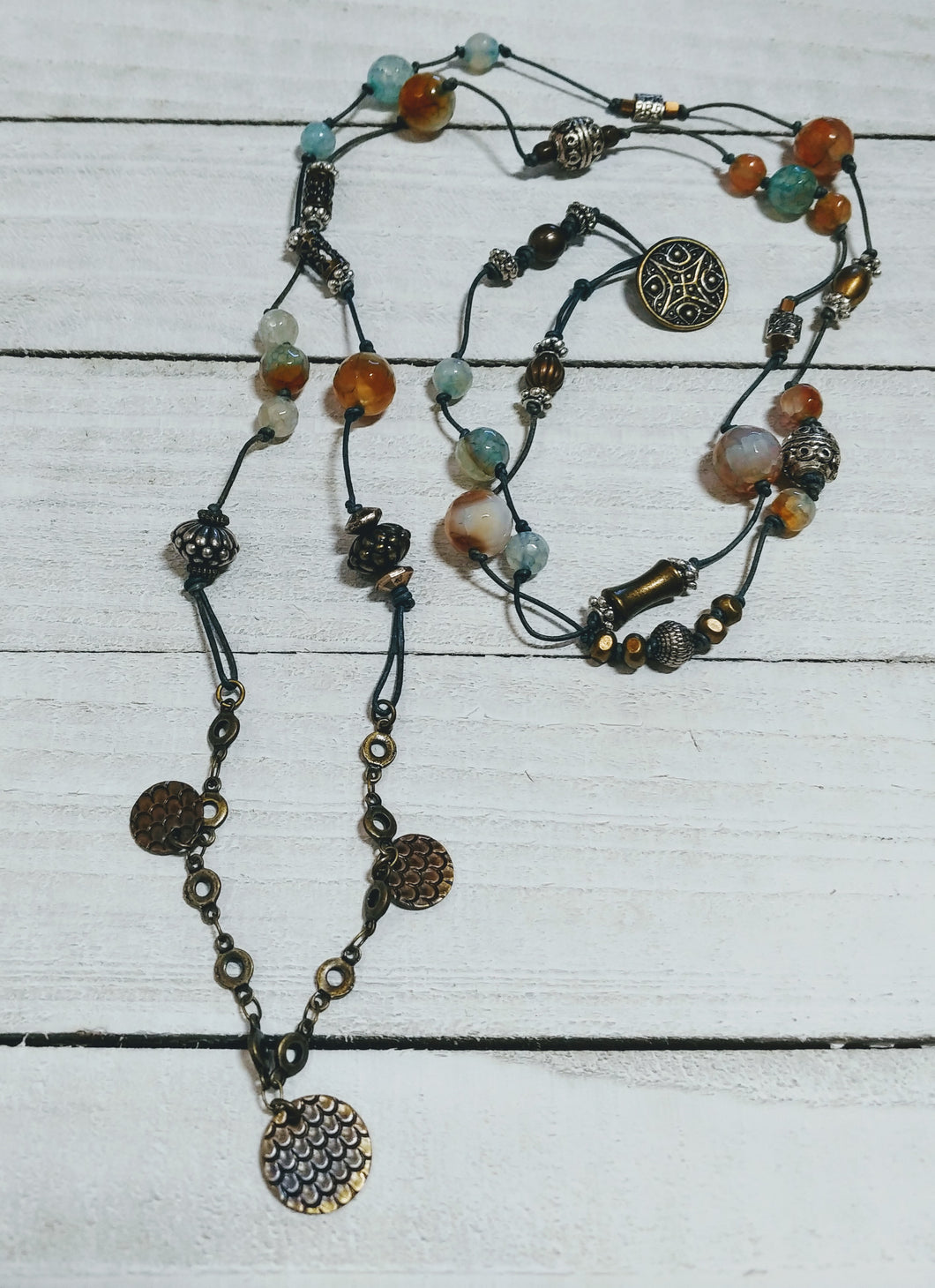 Leather Necklace with Agate