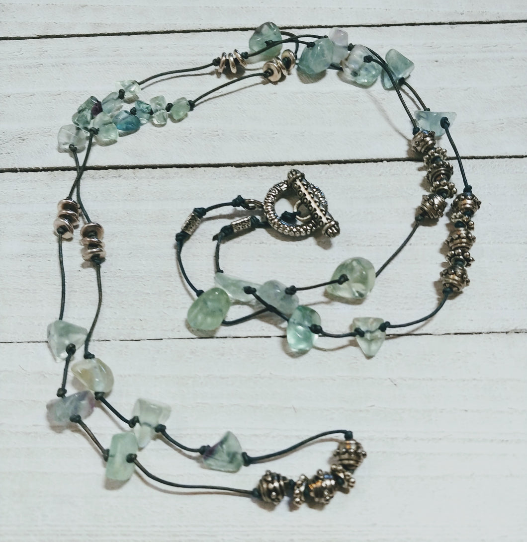 Leather Necklace with Fluorite