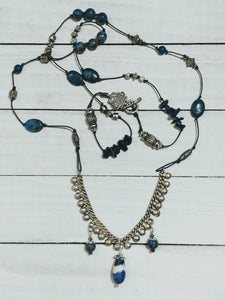 Leather Necklace with Lapis Lazuli and Sodalite