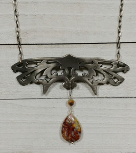 Moth Necklace with Agate and Fancy Jasper