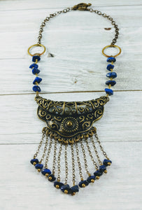 Brass Necklace with Lapis Lazuli