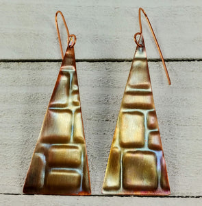 Copper Triangle Earrings with Rectangles