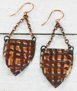 Copper Shield Earrings with Squares