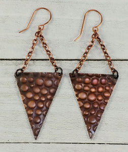 Copper Triangle Earrings with Circles