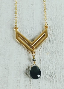 Gold Filled Chevron Necklace with Spinel