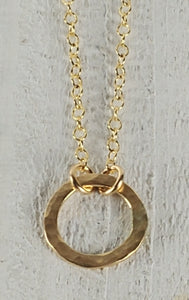 Gold Filled Hammered Circle Necklace