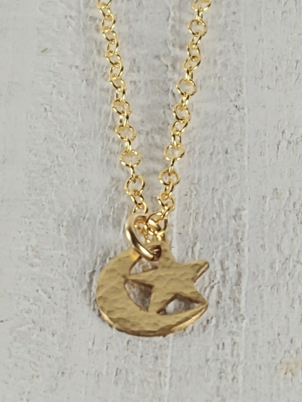 Gold Filled Necklace with Crescent Moon and Star