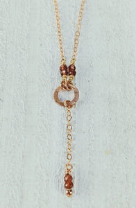 Rose Gold Filled Necklace with Garnet