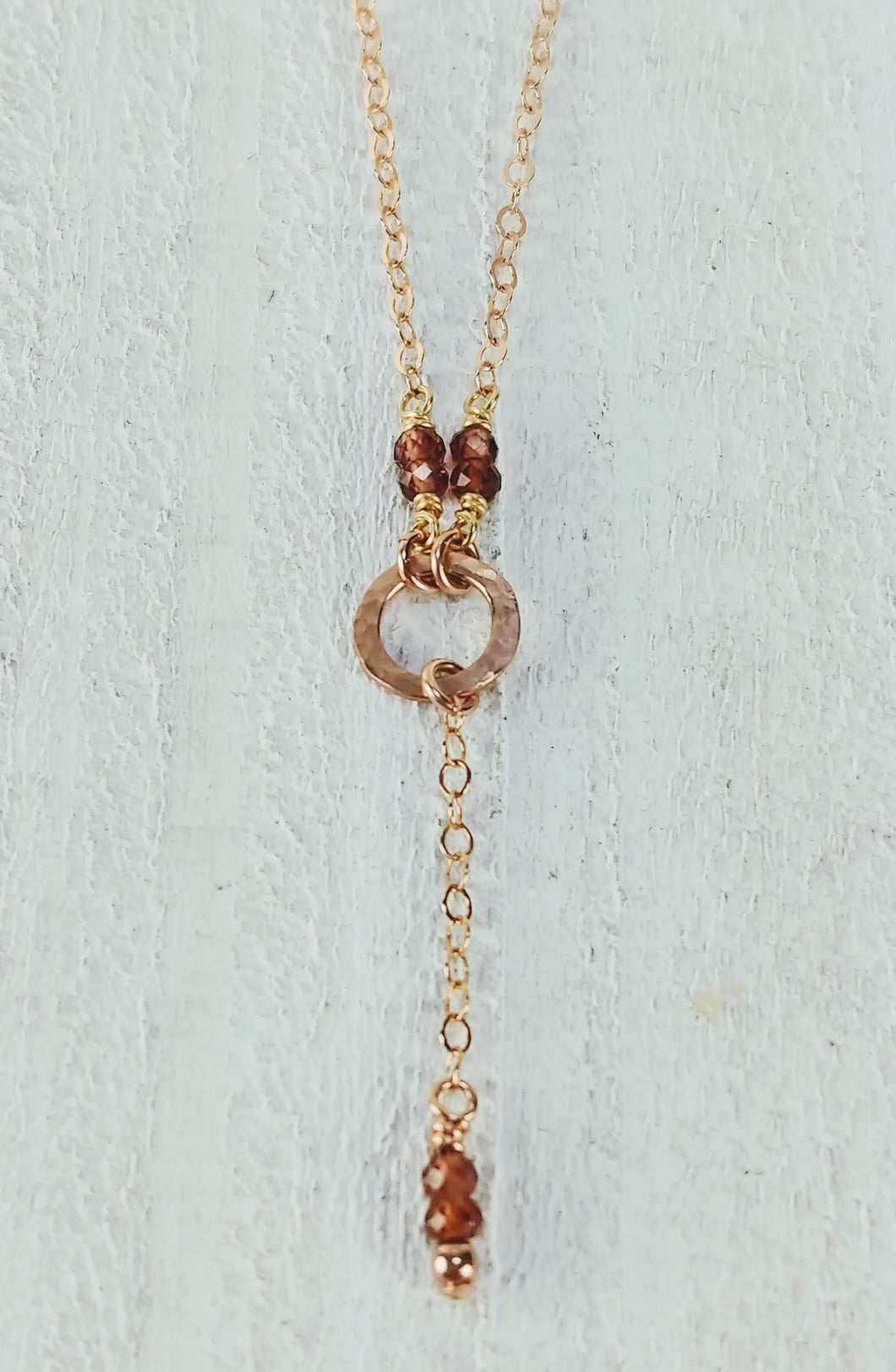 Rose Gold Filled Necklace with Garnet