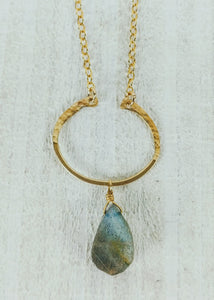 Gold Filled Hoop Necklace with Labradorite